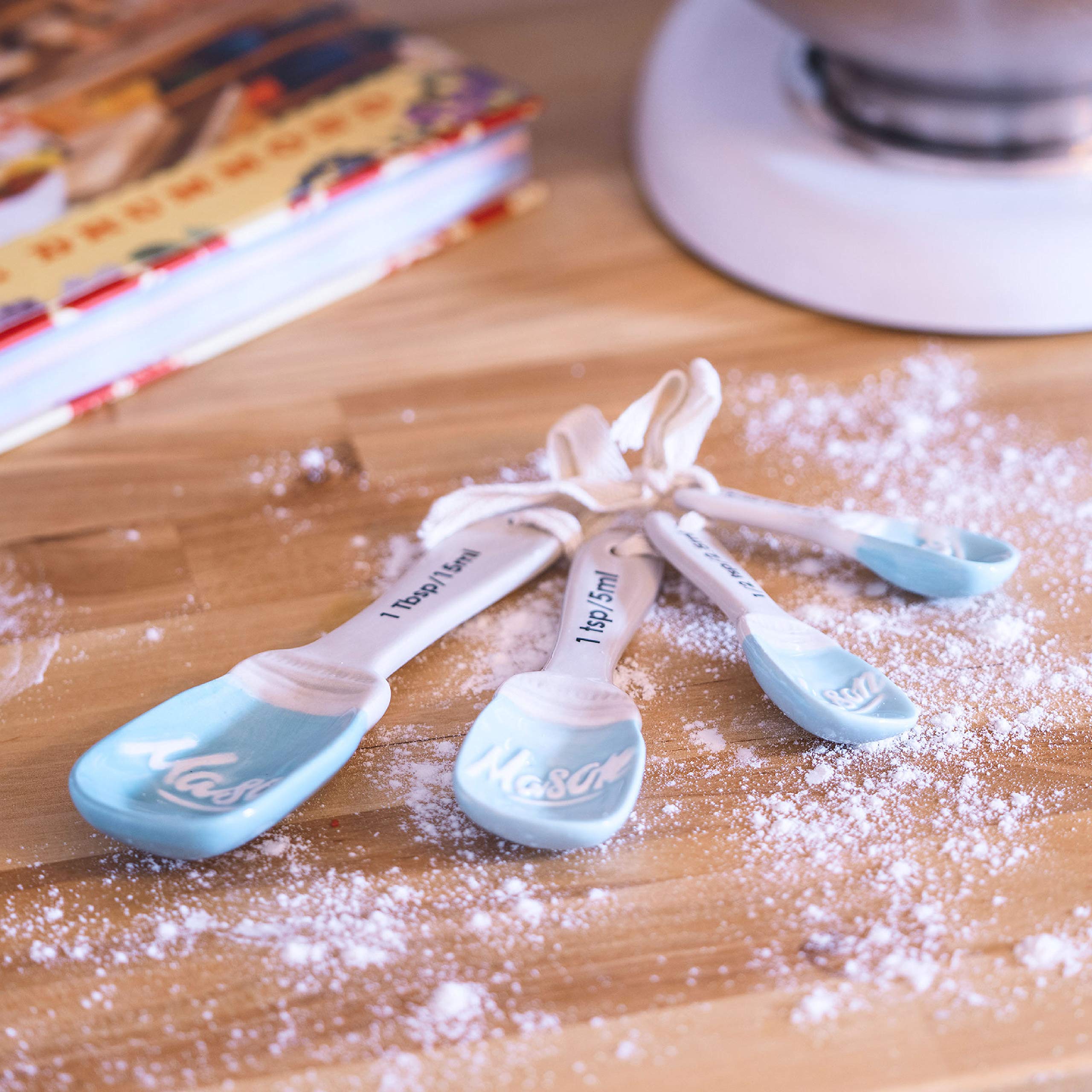 Mason メイソン　セラミック計量スプーン 4個セット 水色 Amazon.com: Ceramic Measuring Spoons Set - Blue Mason Jar Cute